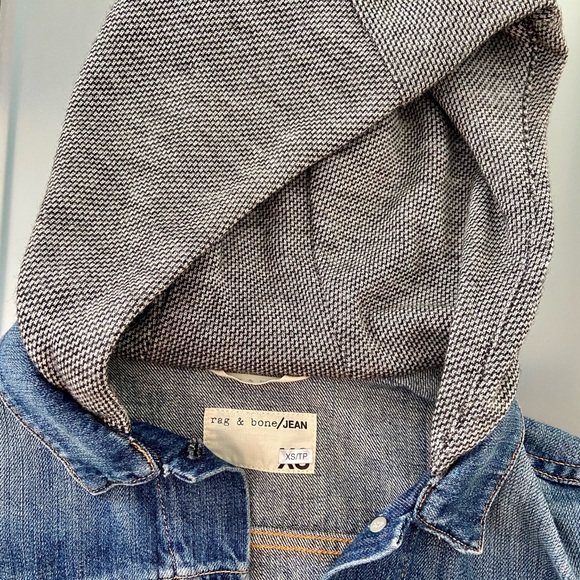 Rag and Bone denim jacket with knit hood & sleeves - Picture 2 of 3